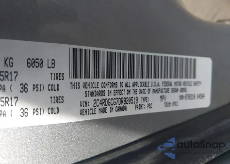 2013 Dodge Grand Caravan Sxt из США, поврежденный, VIN 2C4RDGCG7DR820519